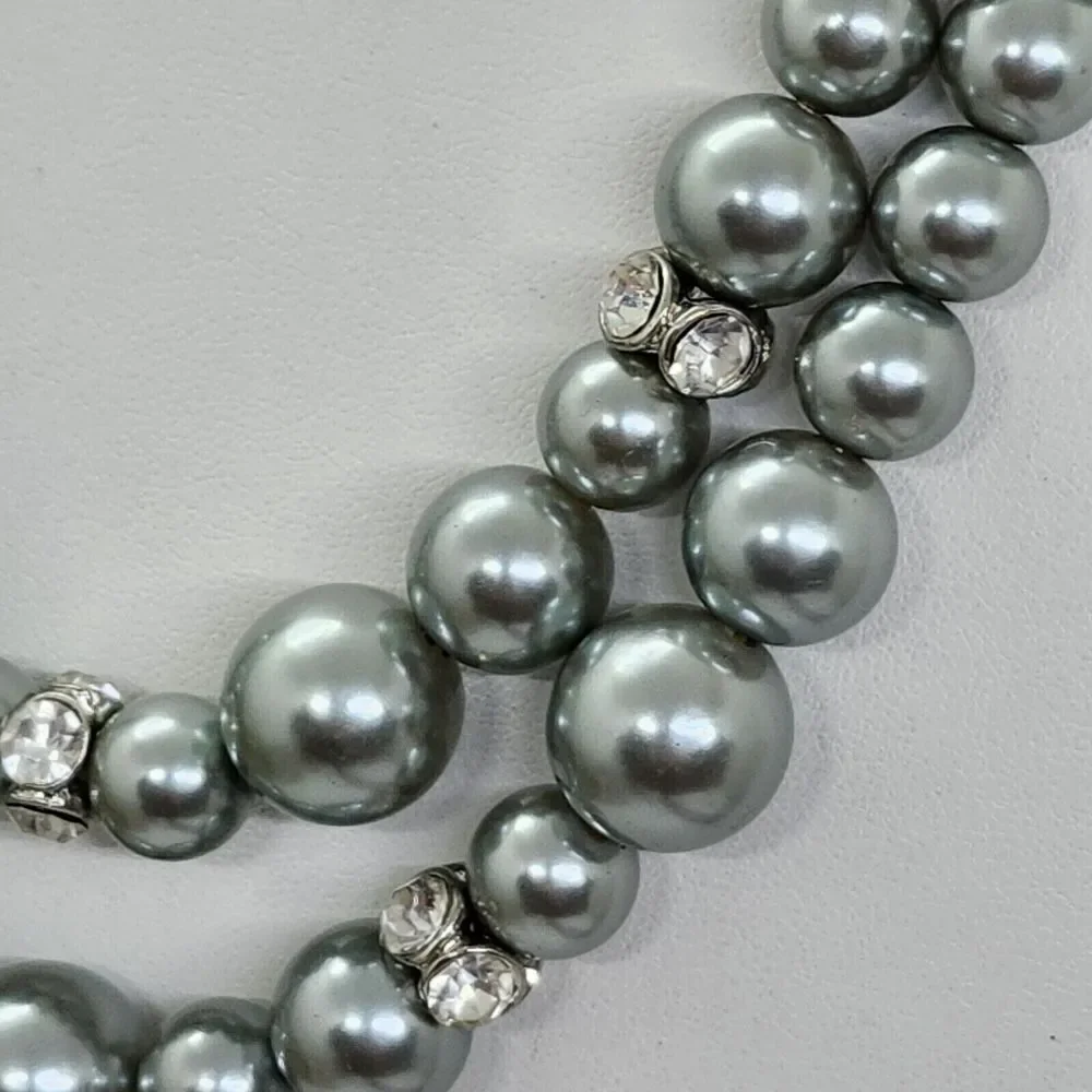 Monet‎ Double Strand Faux Pearl And Crystal Necklace